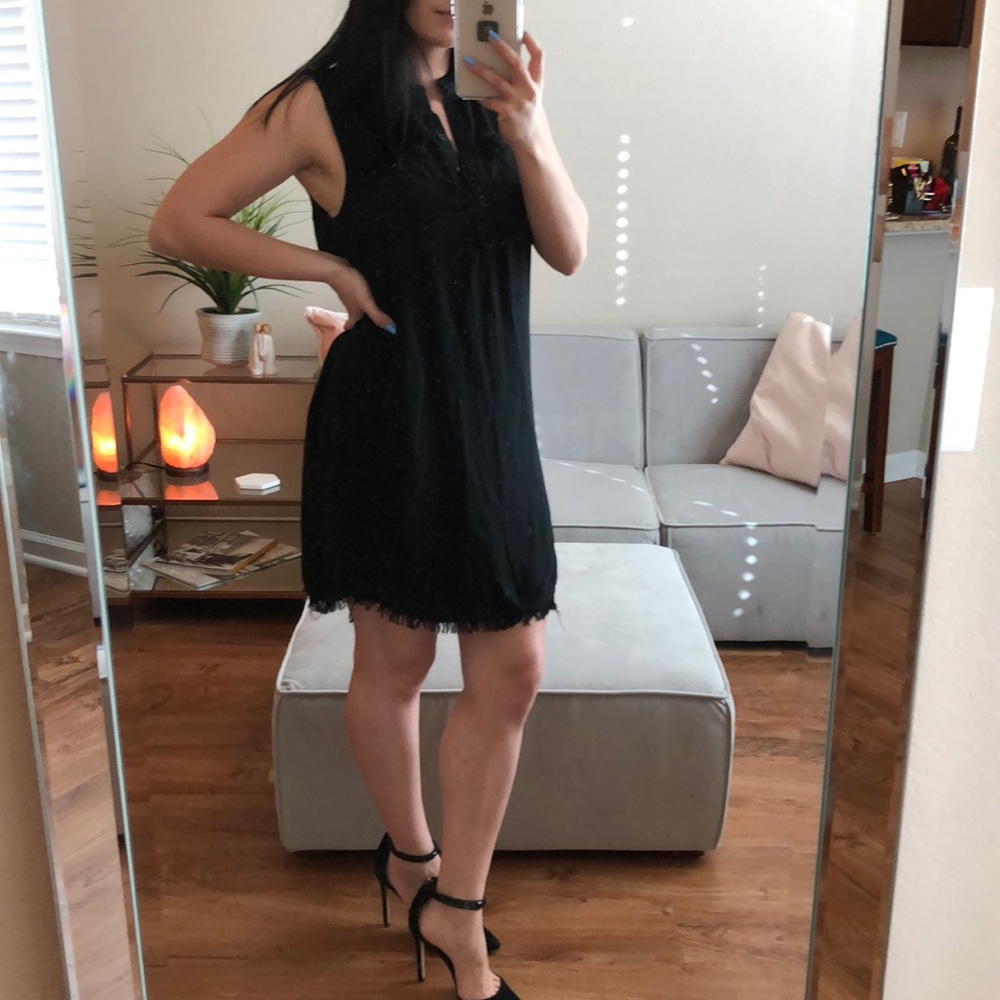 Splendid Black Dress with Frayed Hem